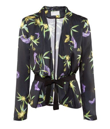 Lindo Blazer Importado H&m Preto Floral Fino P M G