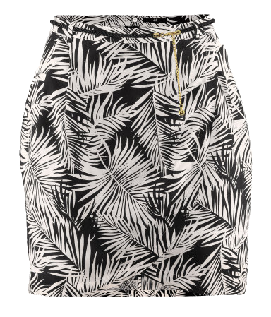 Saia Envelope fina Importada H&M Preta Palmas Brancas P G